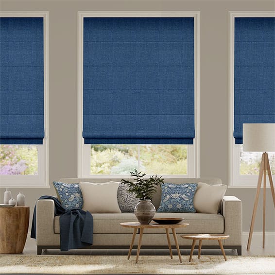 Colorized Paleo Linen Blue Azure Roman Blind 6663