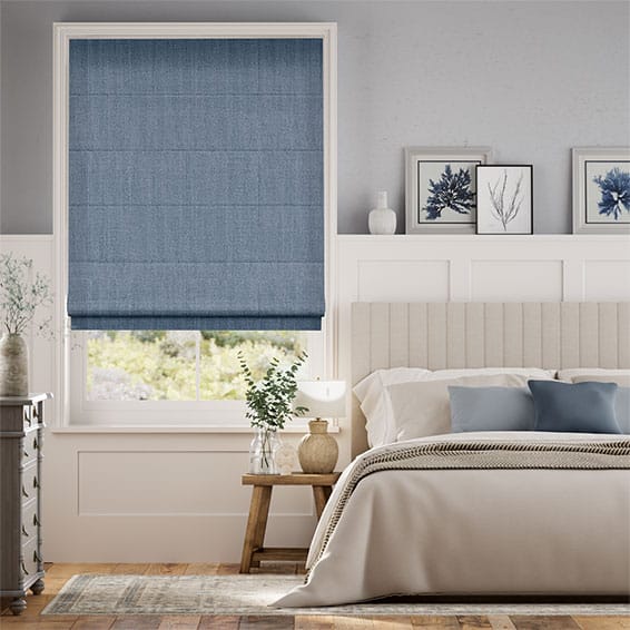 Colorized Paleo Linen Persian Blue Roman Blind 6672