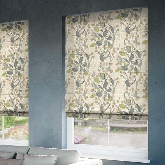 ColorizedZoom Bursting Berries Vintage Linen Oatmeal Roman Blind 6882
