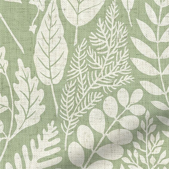 ColorizedPLA Scandi Ferns Vintage Linen Sage Roman Blind 7007