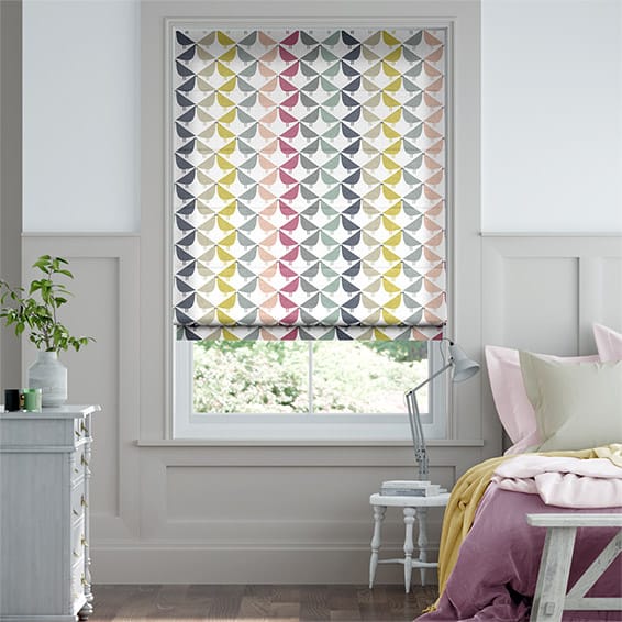 Colorized Lintu Birds Berry Crush Roman Blind 7013