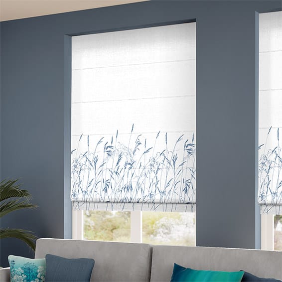 ColorizedZoom Blowing Grasses Blue Roman Blind 7061