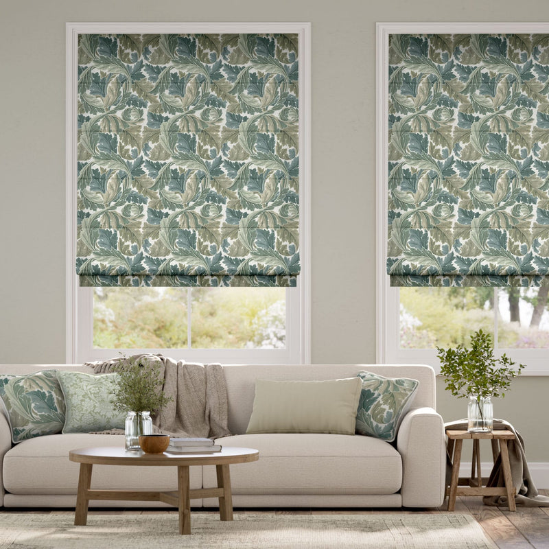 Colorized William Morris Acanthus Celadon Roman Blind 7068
