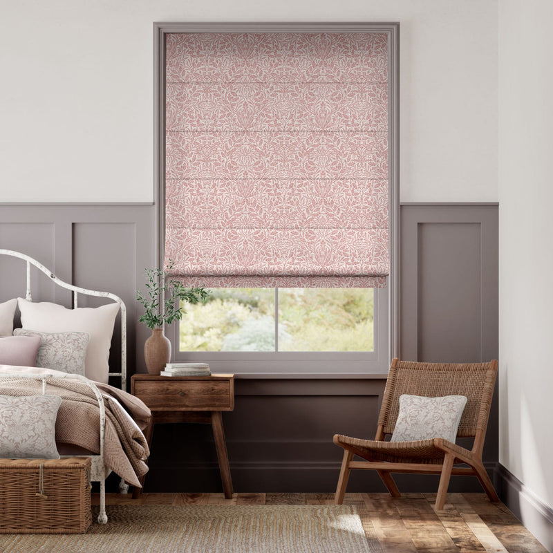 Colorized William Morris Acorn Vintage Rose Roman Blind 7074