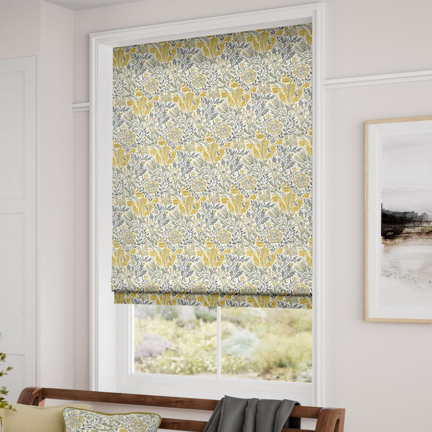 ColorizedZoom William Morris Compton Buttercup Roman Blind 7077