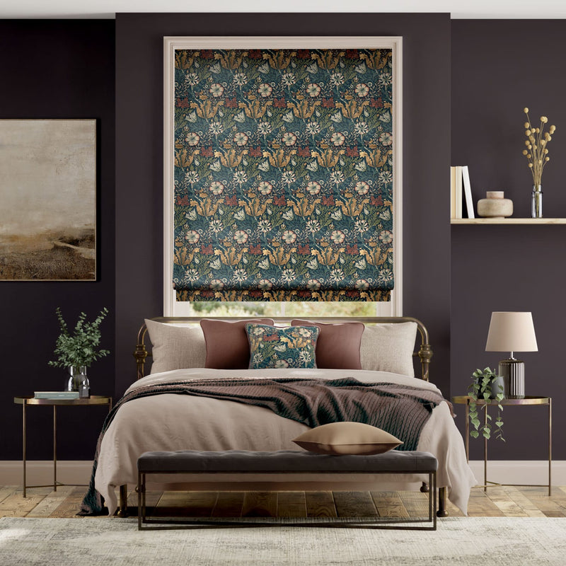 Colorized William Morris Compton Velvet Dusky Teal Roman Blind 7079