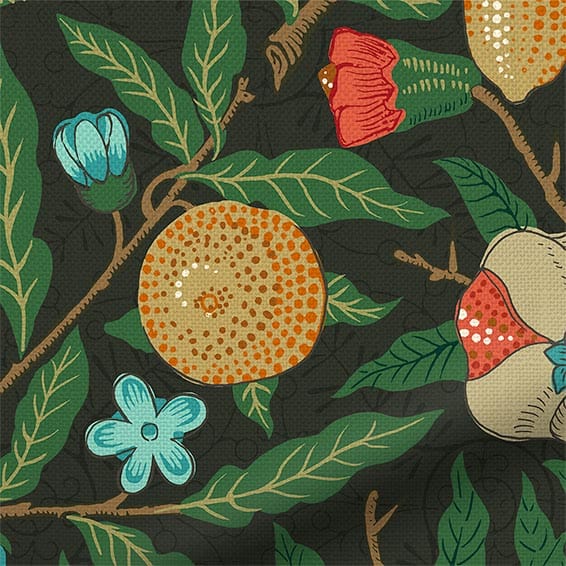 ColorizedPLA William Morris Fruit Ebony Roman Blind 7083
