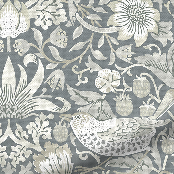 ColorizedPLA William Morris Strawberry Thief Manor Grey Roman Blind 7090