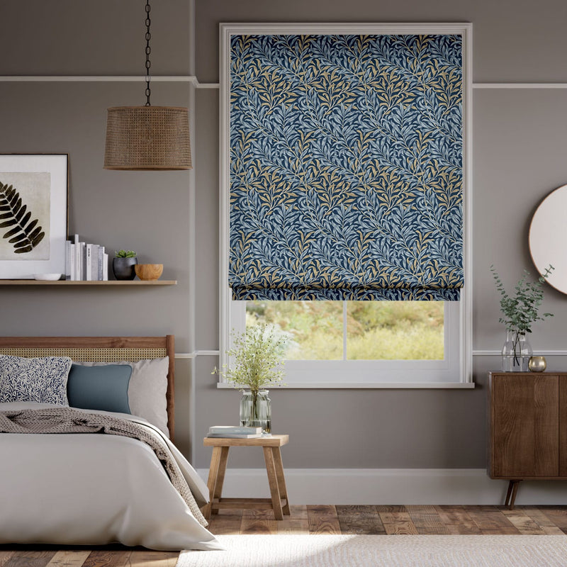 Colorized William Morris Willow Bough Midnight Roman Blind 7102