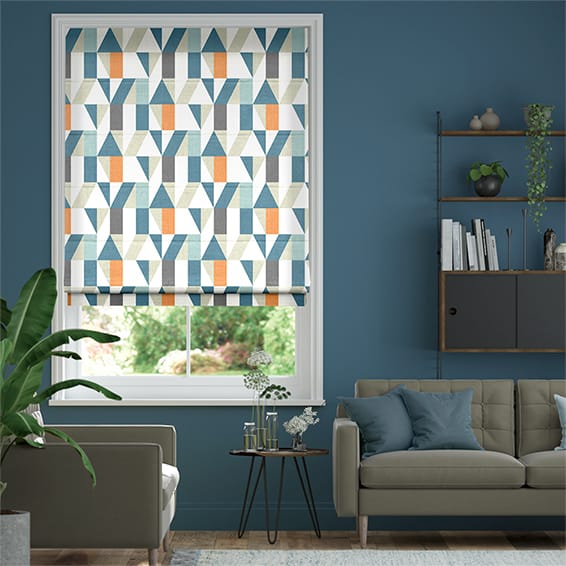 Colorized Nuevo Blocks Sapphire Roman Blind 8950