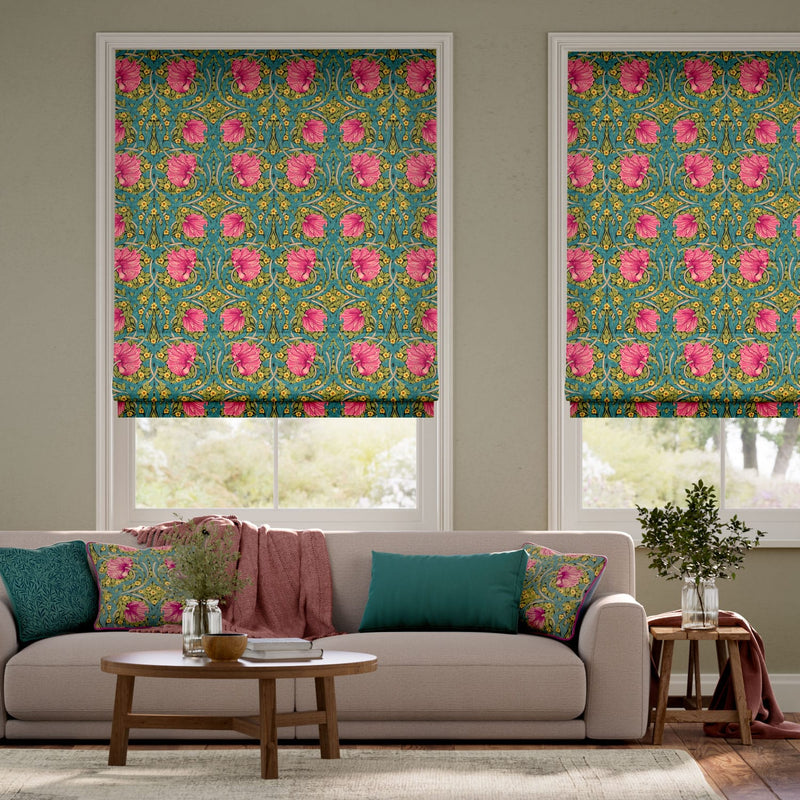 Colorized William Morris Pimpernel Magenta  Roman Blind 7172