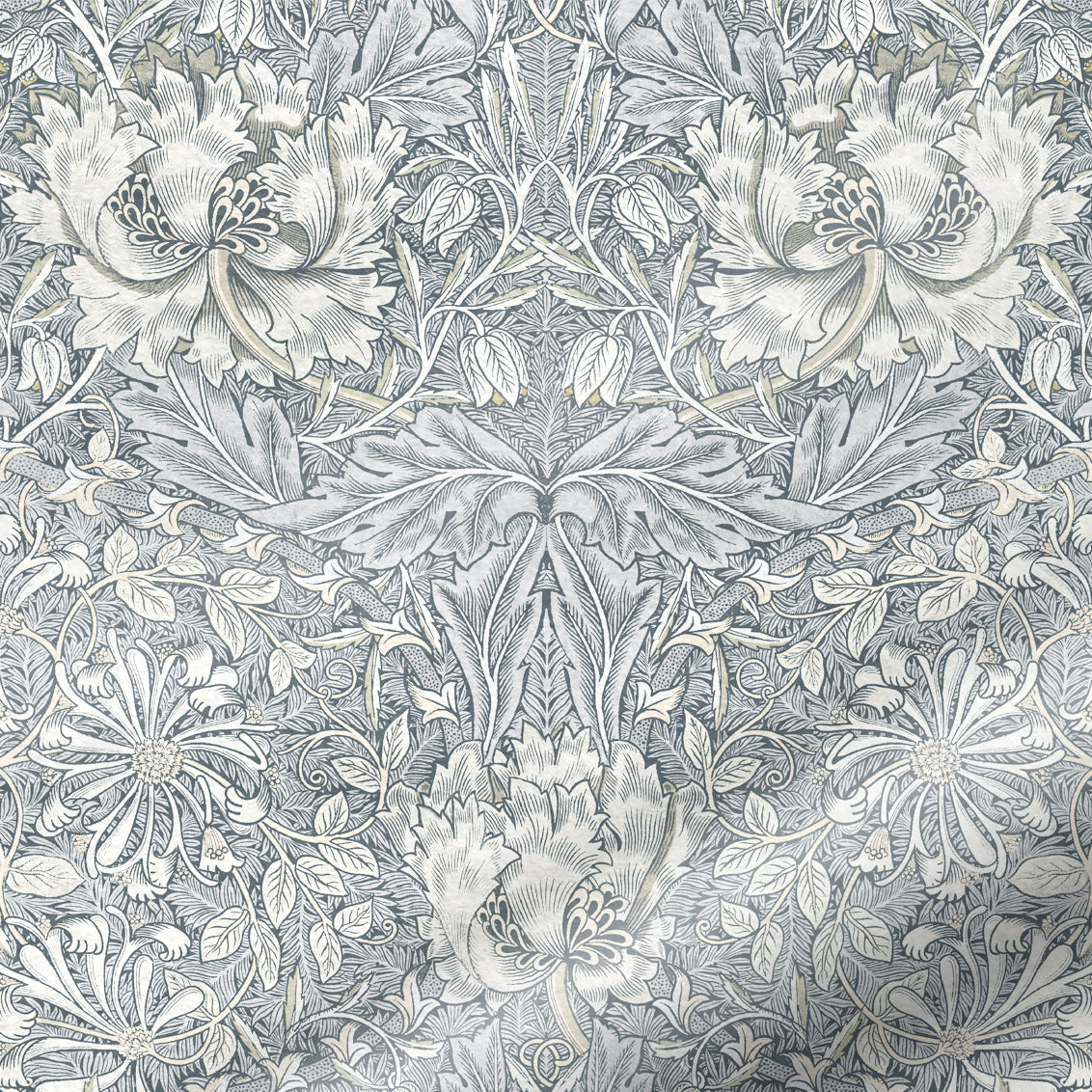 ColorizedPLA William Morris Honeysuckle and Tulip Velvet Pewter Roman Blind 7176