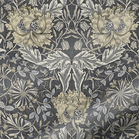 ColorizedPLA William Morris Honeysuckle and Tulip Velvet Gunmetal Roman Blind 7174