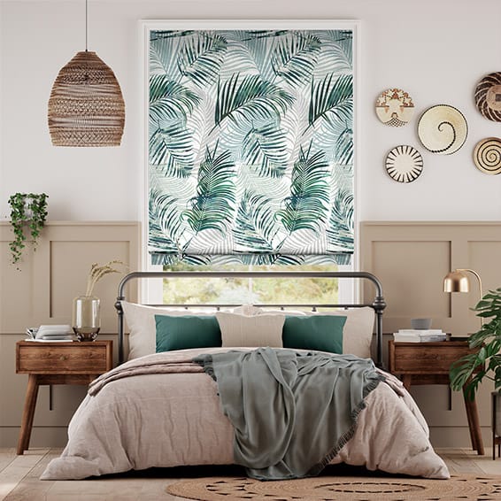 Colorized Palm Leaf Sage Green Roman Blind 7213