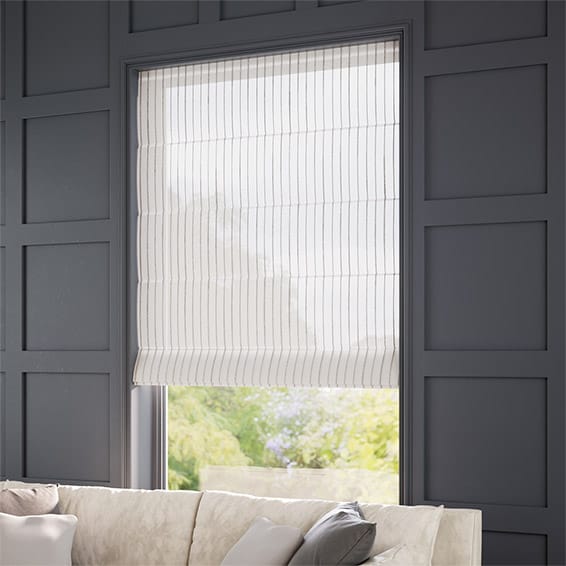 ColorizedZoom Leone Embroidered Voile Pinstripe Roman Blind 8758