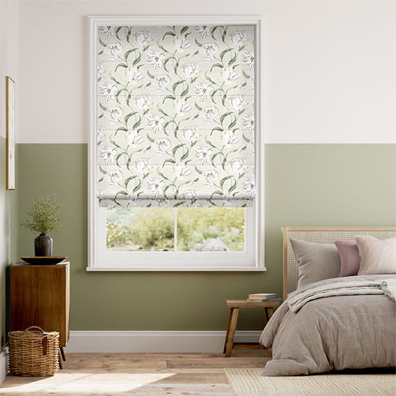 Colorized Electric Dancing Tulip Fields Cream Roman Blind 7309