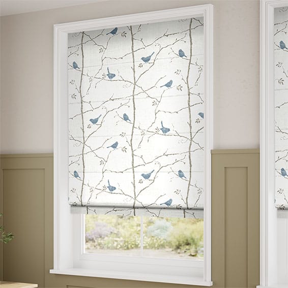 ColorizedZoom Electric Springs Dawn Chorus Mineral Blue Roman Blind 8933
