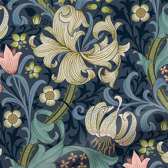 ColorizedPLA William Morris Golden Lily Twilight Roman Blind 7491