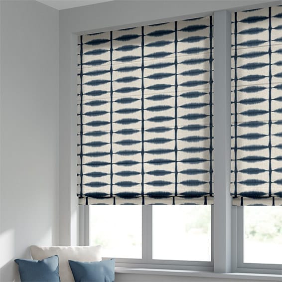 ColorizedZoom Electric Shibori Dye Indigo Roman Blind 7513