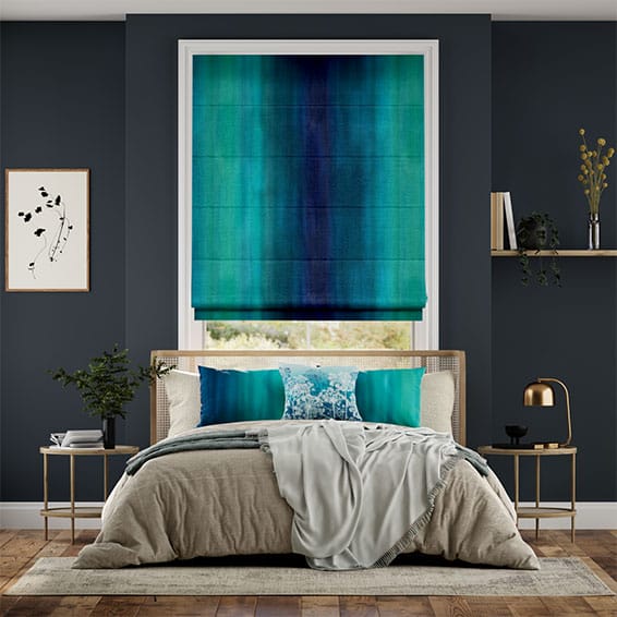 Colorized Watercolour Teal Roman Blind 7528