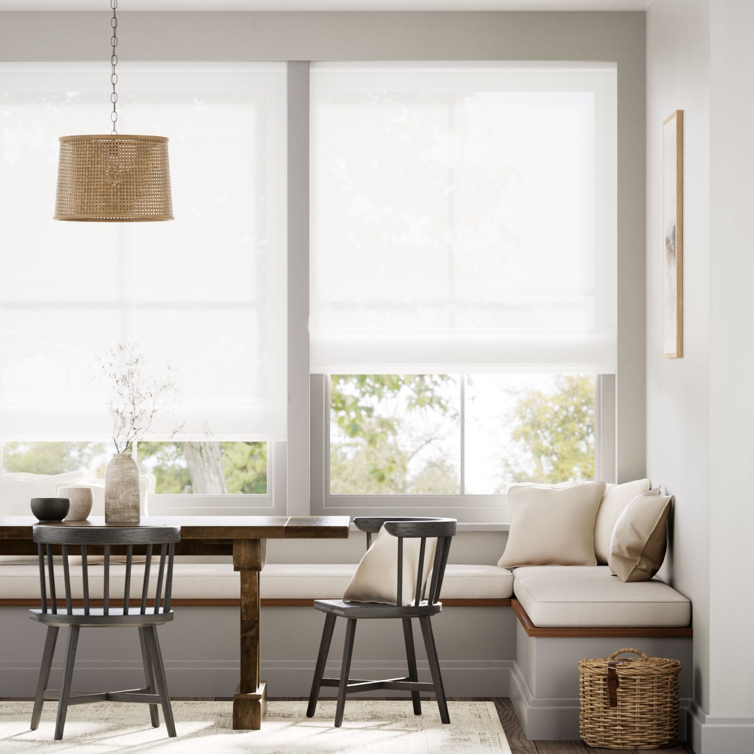 Colorized Cirrus Voile Bright White Roman Blind 7601
