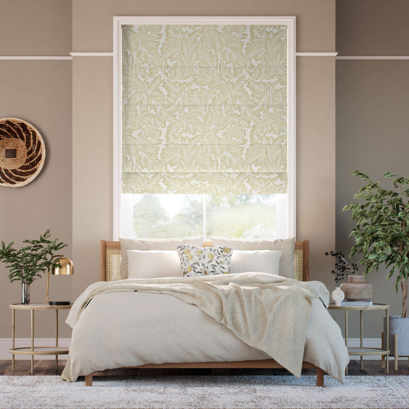Colorized William Morris Acanthus Jacquard Olive  Roman Blind 7606