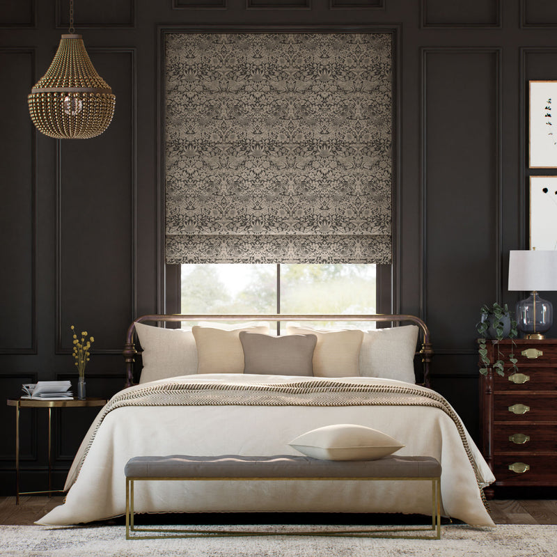 Colorized William Morris Strawberry Thief Jacquard Antique Bronze  Roman Blind 7610