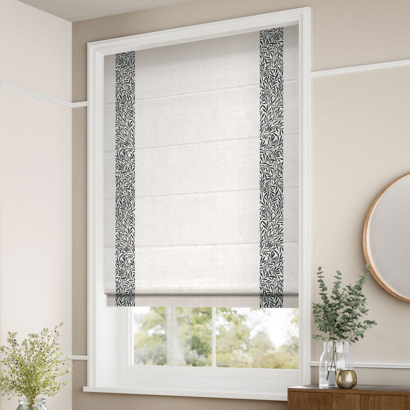 ColorizedZoom William Morris Willow Onyx & Bijou Linen Alabaster Roman Blind 7651