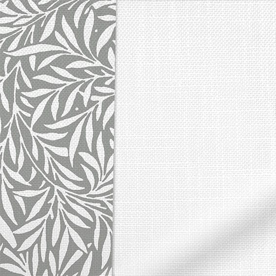 ColorizedPLA William Morris Willow Steeple Grey & Bijou Linen White Roman Blind 7653