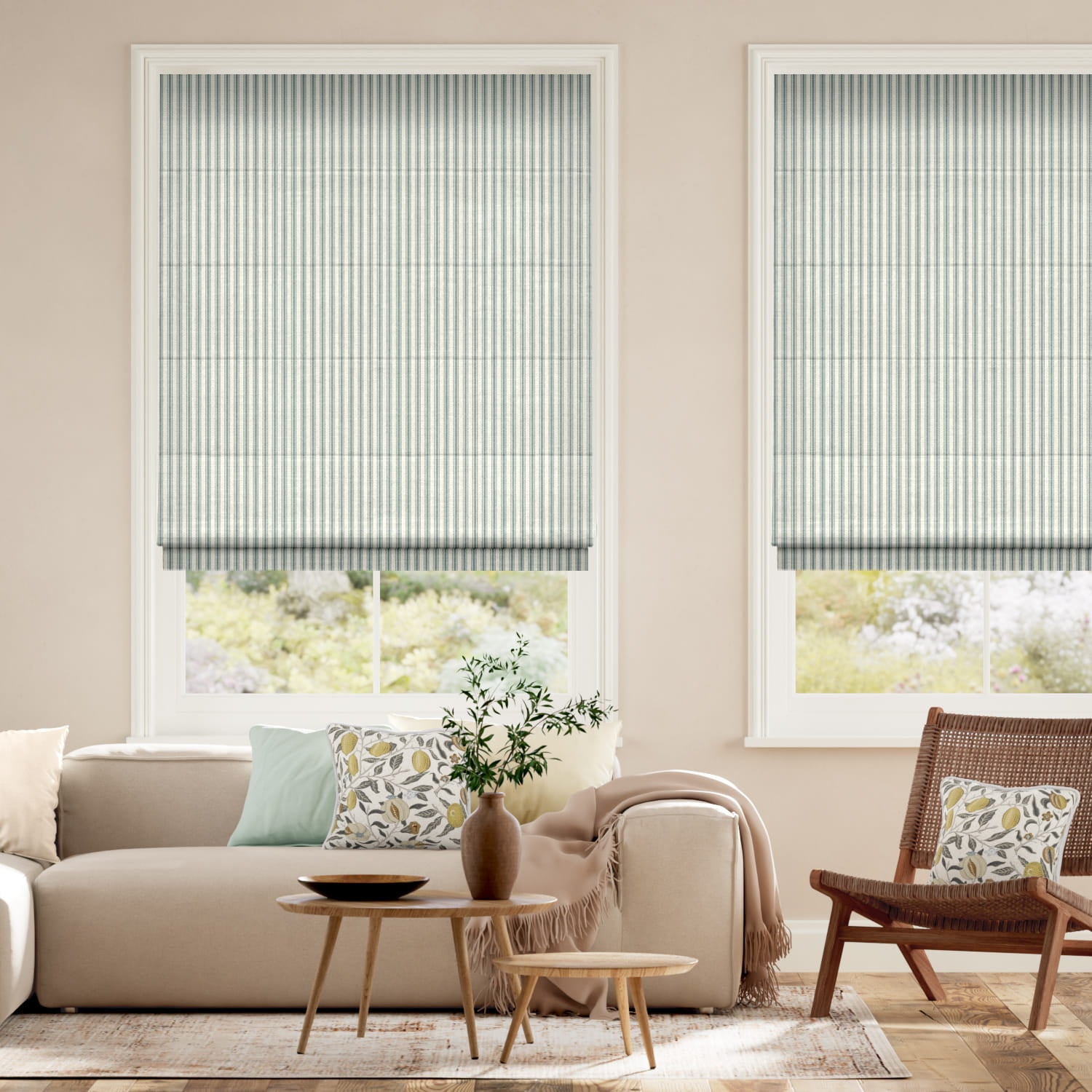 Colorized Chester Stripe Duck Egg Roman Blind 7761