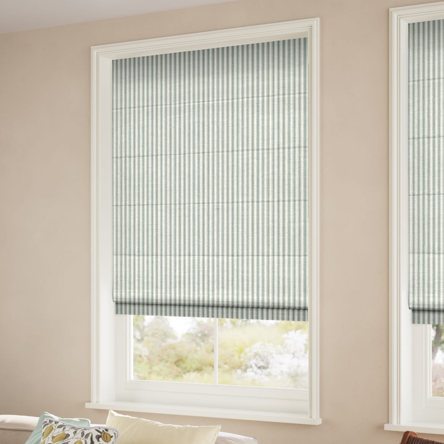 ColorizedZoom Chester Stripe Duck Egg Roman Blind 7761