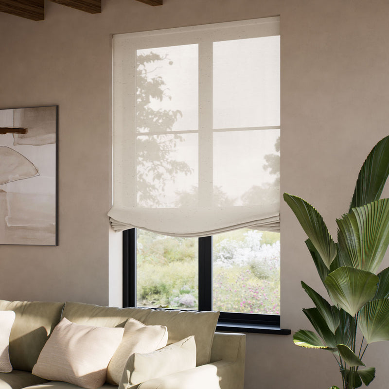 ColorizedZoom Madagascar Voile Neutral Relaxed Roman Blind 7876