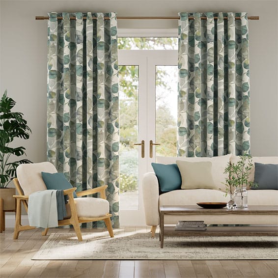 Colorized Blakely Linen Vintage Cyan Spring Curtains 5494