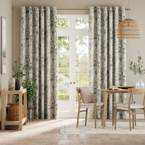 Colorized Bursting Berries Vintage Linen Oatmeal Curtains 5521