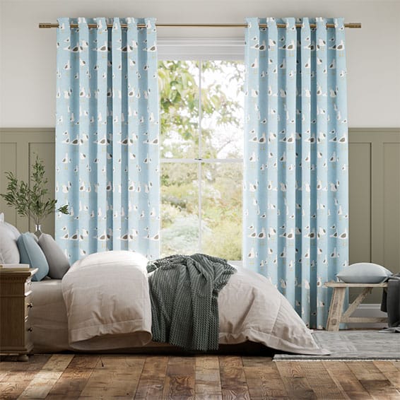 Colorized Seagulls Blue Haze Curtains 5586