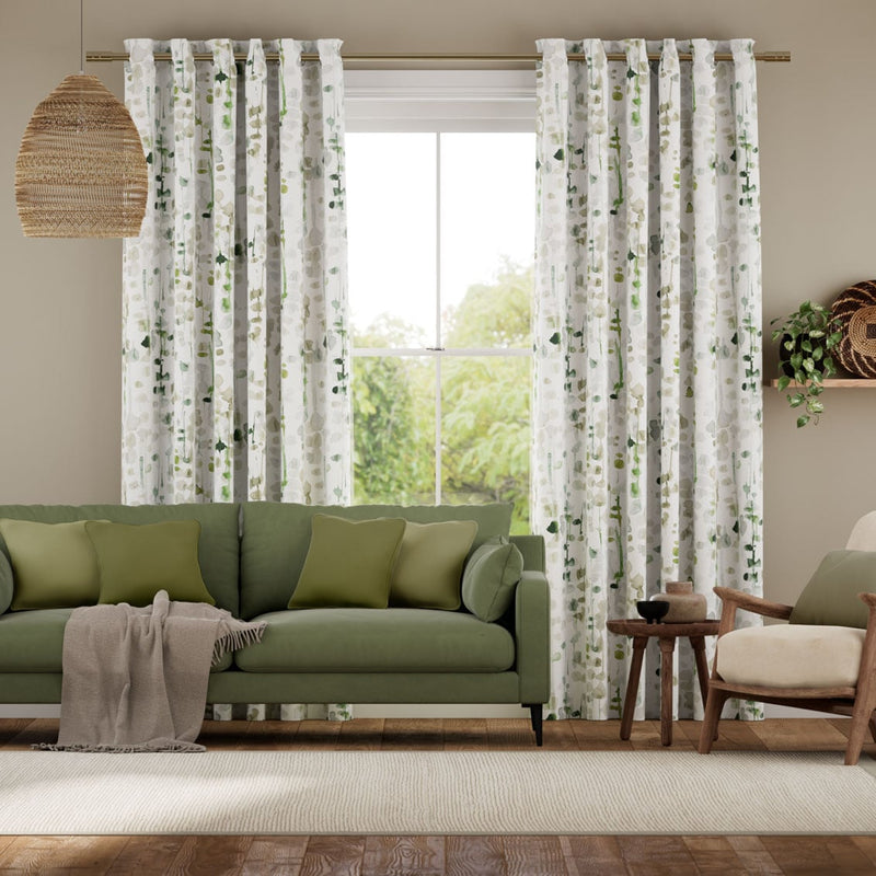 Colorized Alyssa Linen Leaf Green Curtains 5605