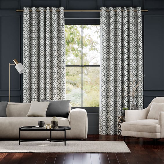 Colorized Lattice Charcoal  Curtains 5621