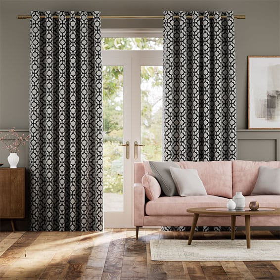 Colorized Lattice Black Curtains 5618
