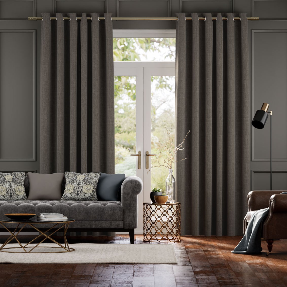 Colorized Cavendish Grey Taupe Curtains 5631