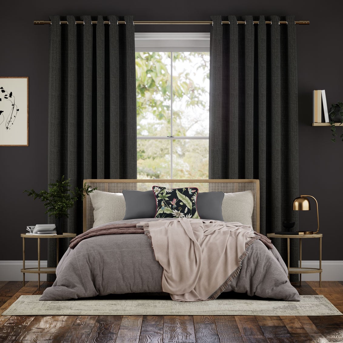 Colorized Cavendish Charcoal Curtains 5625