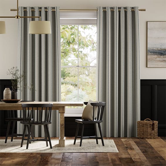 Colorized Twill Stripe Linen Deep Blue Curtains 5704