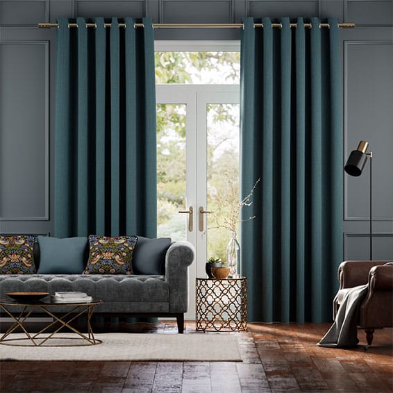 Colorized Paleo Linen Gulf Blue  Curtains 5717