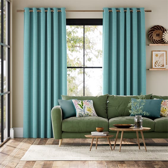 Colorized Bijou Linen Turquoise  Curtains 5753