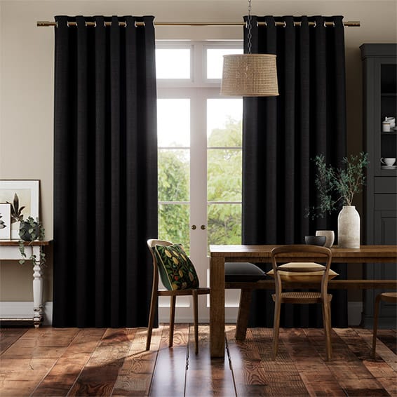 Colorized Bijou Linen Noir  Curtains 5749