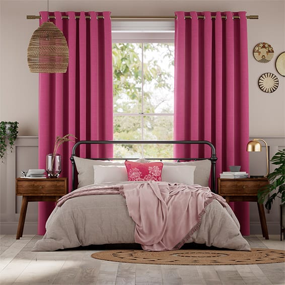 Colorized Bijou Linen Magenta  Curtains 5747