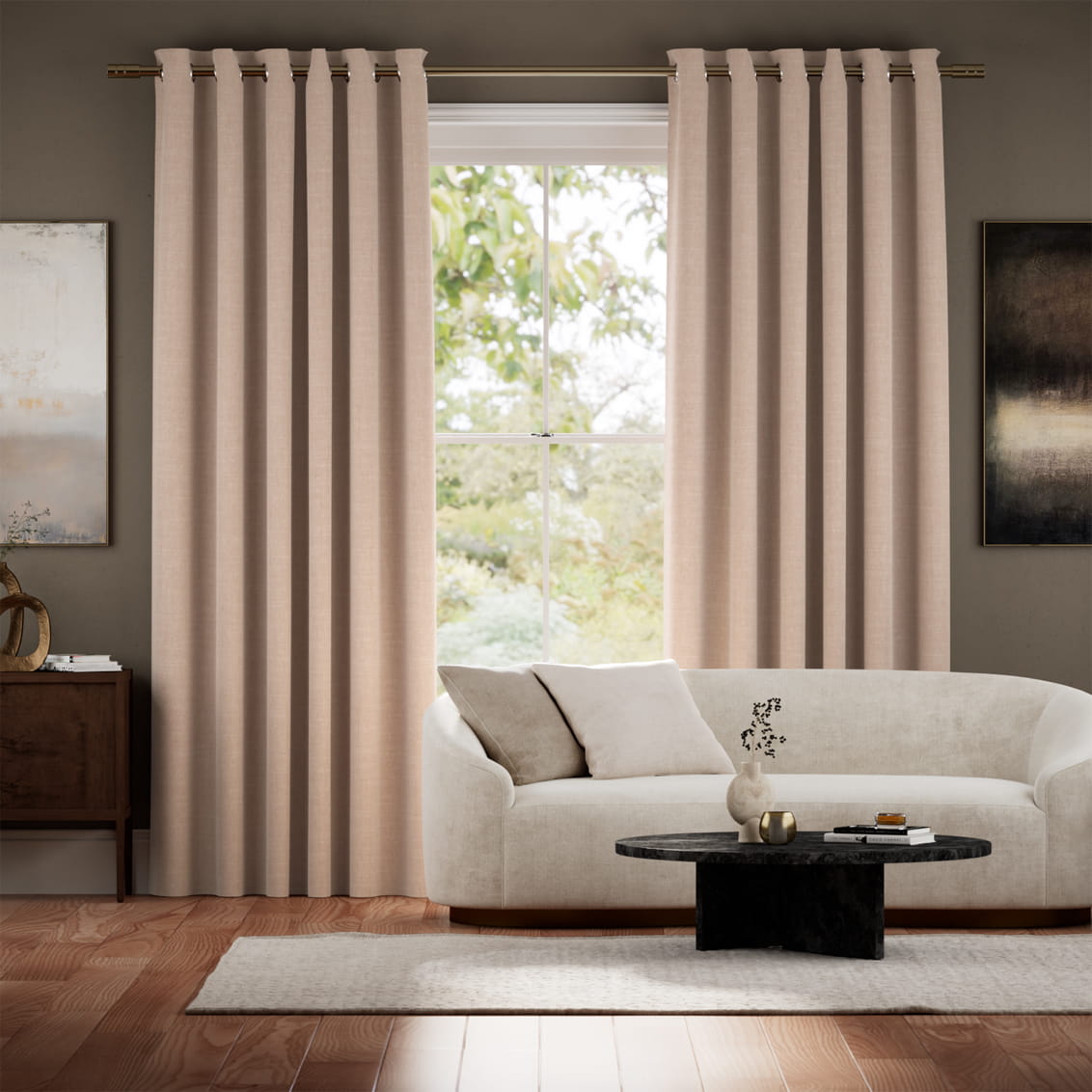 Colorized Bijou Linen Mink  Curtains 5748