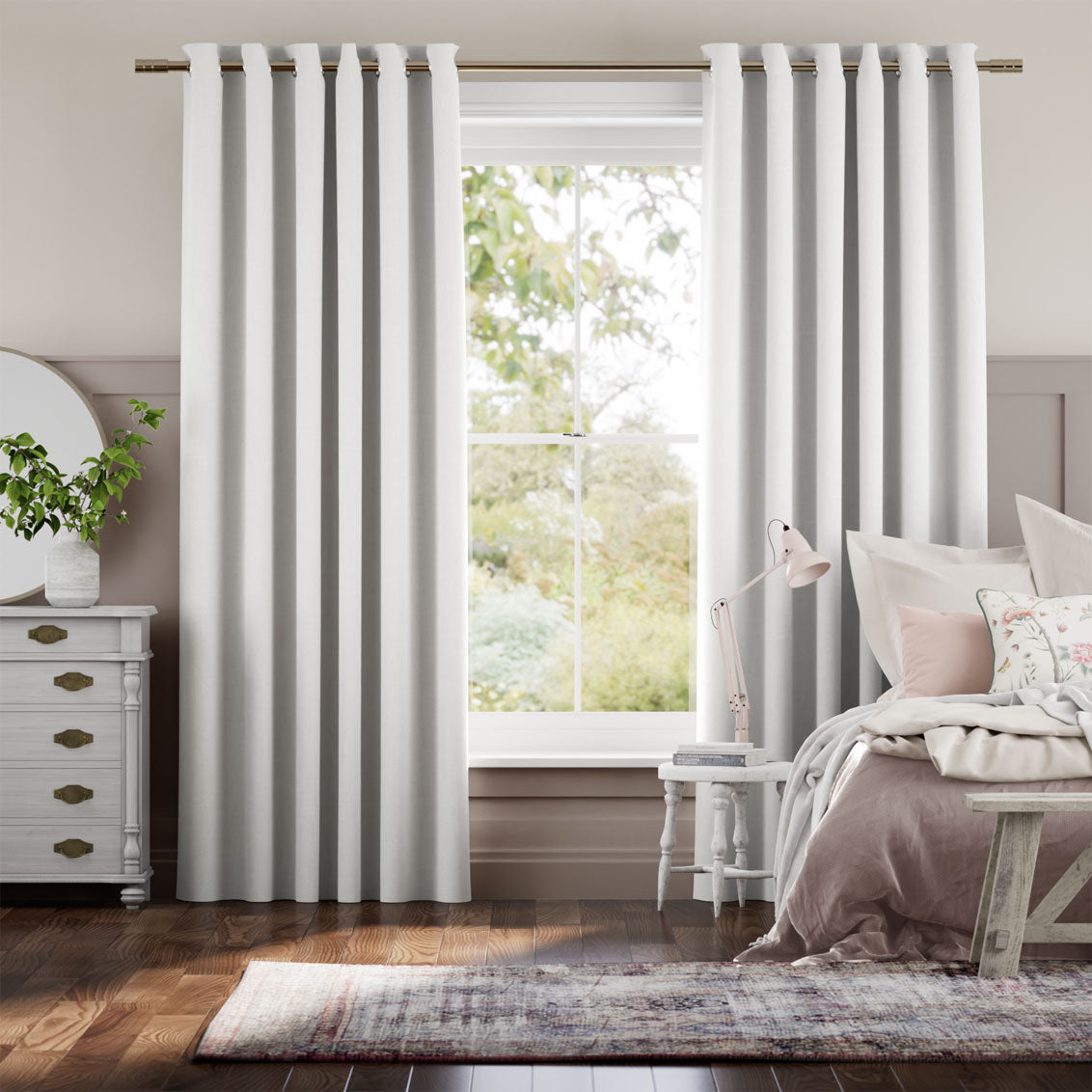 Colorized Bijou Linen White Curtains 5754
