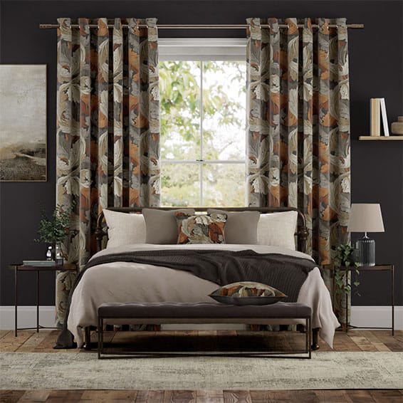 Colorized William Morris Acanthus Velvet Chestnut Curtains 5801