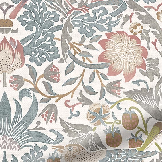 ColorizedPLA William Morris Strawberry Thief Rose Chalk Curtains 5822
