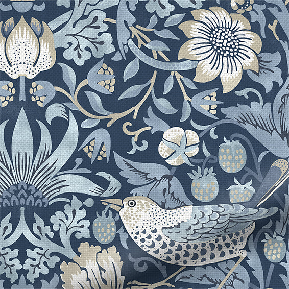 ColorizedPLA William Morris Strawberry Thief Indigo Blue  Curtains 5821